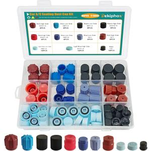80PCS AC Caps for Cars, A/C High Low Side Valve Core Port Dust Cap Set R12 R134a AC Service Valve Cap Automotive Air-Conditioning System Repair Kit