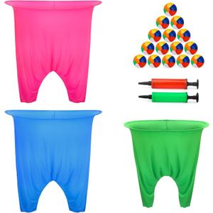 Granny Pants Yard Game, 3Pcs Granny Pants Outdoor Party Games for Adults Family, Fun Giant Toss Across Game with 15 Bouncy Balls & 2 Pumps for Backyard, Groups, Birthday, BBQ