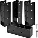 4 Pcs Upgraded Concealed Beam Hangers, 2"x6" Outdoor Concealed Flange, Q235B Steel Frame Bracket, Railing Bracket for Beam, Swing, Handrail, Fence 2"x6" (Black)