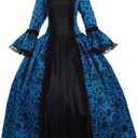 1791's lady Women's Victorian Rococo Dress Inspration Maiden Costume, X-Small, Blue