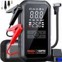 Portable Car Battery Jump Starter with Air Compressor 5500A 150PSI Car Jump Starter Jump Box (All Gas/10L Diesel), Car Battery Jumper Starter Portable Jumper Cables, Large LCD Display, LED Light