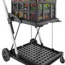 Collapsible Shopping Cart with Wheels | Portable Folding Shopping Carts | Collapsible Grocery Cart with Storage Crate | Utility Cart for Groceries, Warehouse,Supermarket. Black