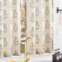 jinchan Linen Kitchen Curtains 36 Inch Floral Tier Curtains Farmhouse Cottage Core Flax Cafe Rod Pocket Country Small Window Drapes for Laundry Room Bathroom RV 2 Panels Sage Green on Beige
