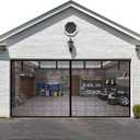 LIAMST Garage Door Screen for 2 Car Garage Door-16x7FT Reinforced Fiberglass Garage Screen, Magnetic Garage Screen Door (Black)