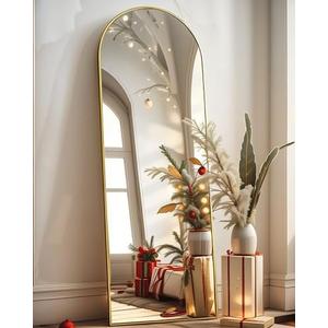 BEVERDY Arched Full Length Mirror - 18" x 58" Floor & Wall Mounted Mirror for Bedroom & Living Room, Gold