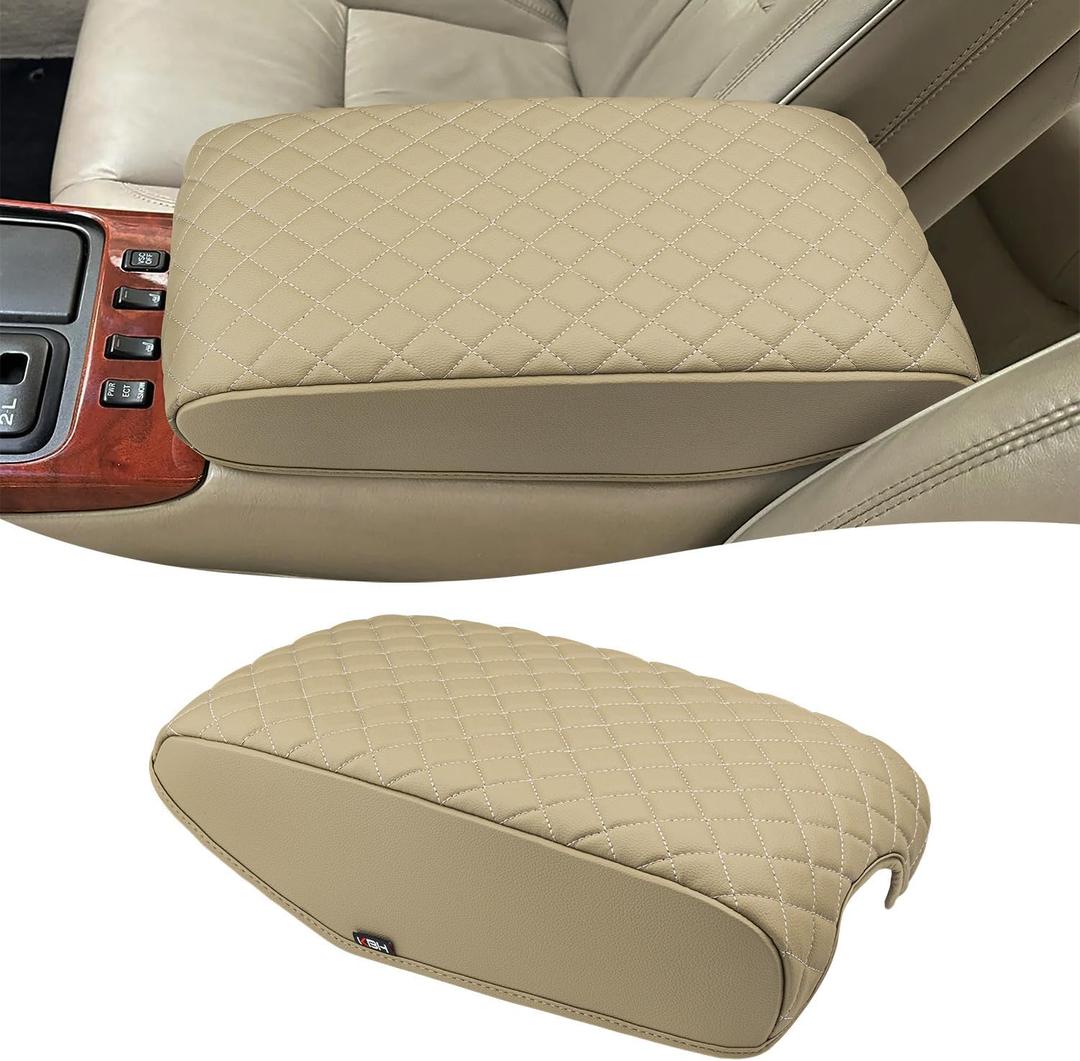 KBH Center Console Armrest Cover for 1998-2005 Lexus GS300 GS400 GS430, Middle Console Protector, Arm Rest Lid Cushion Cover, Anti-Scratch, Beige