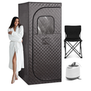 Naipo Full Size Portable Steam Sauna Tent for Home Spa, Relaxation Kit with 3L 1000W Steamer, Remote Control and Foldable Chair, 2.6’ x 2.6’ x 6’