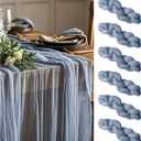 6 Pieces Cheesecloth Table Runners 10 Ft Gauze Table Cloth for Boho, Rustic Wedding Arch, Baby Shower Decorations Birthday Party (6, Dusty Blue)