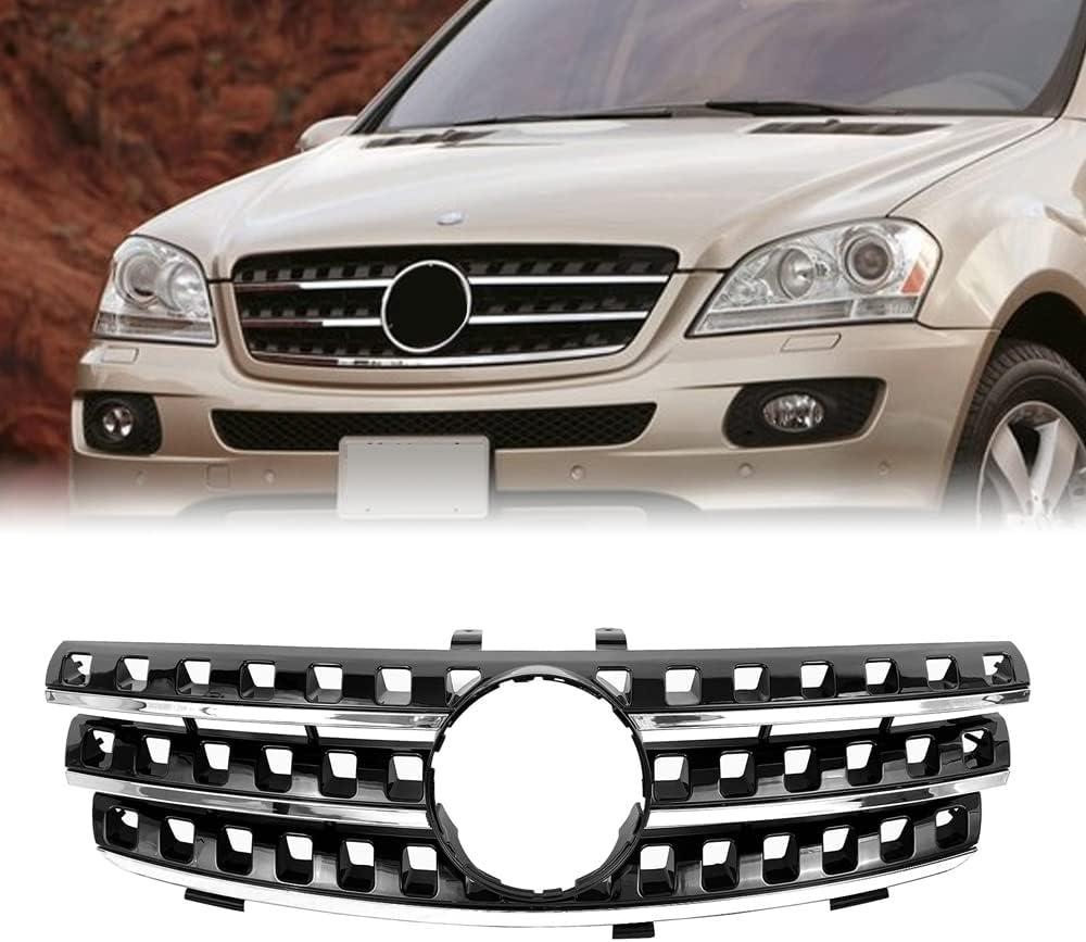Grille Compatible For Mercedes Benz W164 ML Grill ML320 ML350 ML500 ML550 Bumper Grille 2005 2006 2007 2008 (BLACK)