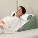 3PCS Wedge Pillow Set for After Surgery, Adjustable 9&12 Inch Bed Wedge Pillow for Sleeping, Incline Pillow Wedge for Headboard, Post Surgery, Acid Reflux, Neck&Back Support, Green