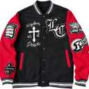 SOLY HUX Men's Letter Graphic Color Block Varsity Jacket Long Sleeve Y2k Streetwear Baseball Jacket, XXLarge