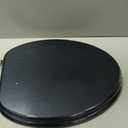 Elongated Toilet Seat Wood Toilet Seat Prevent Shifting with Zinc Alloy Hinges American Standard Size Toilet Seat Easy to Install also Easy to Clean(Elongated,Navy Black Blue)