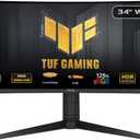 ASUS TUF Gaming 34 1440P 1500R Curved Monitor (VG34VQL3A) - QHD (3440 x 1440), 180Hz, 1ms, Extreme Low Motion Blur, Freesync Premium Pro, 125% sRGB, DisplayHDR 400, Height Adjustable 