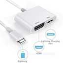 Apple MFi Certified Lightning to HDMI Digital AV Adapter 1080P HD Video HDMI Sync Screen Connector Cable with Charging Port Compatible with iPhone 14/13/12/11/ X/ 8/7/ iPad on HDTV/Projector/Monitor