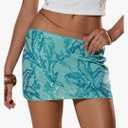 MakeMeChic Women's Floral Sequin Mini Skirt Drop Waisted Bodycon Summer Party Short Skirts Blue M