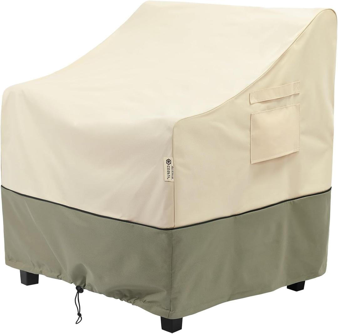 COSFLY Patio Furniture Covers Waterproof, Outdoor Chair Covers 1 Pack Heavy Duty - Fits up to 29W x 30D x36H Inches (1 Pack) (Beige)