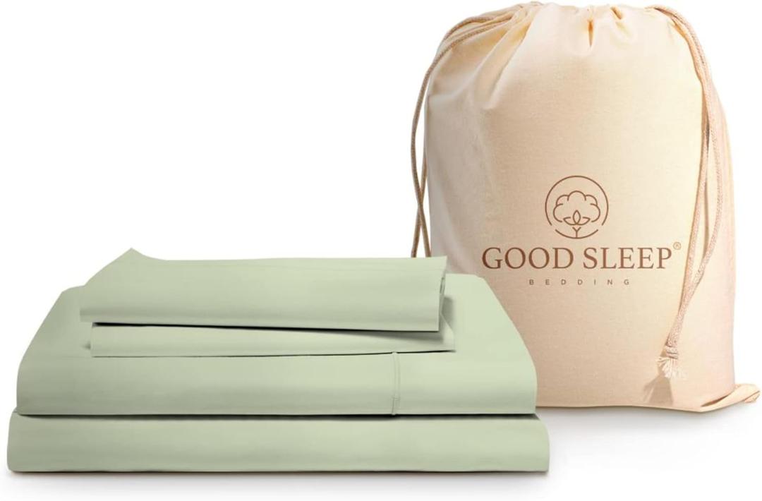 Good Sleep Bedding Queen Cotton Sheet Set - 4 Pc, Luxury Extra Deep Pocket Queen Sheets, Fits Mattress Upto 16", Soft & Breathable, Durable Queen Size Bed Sheets - Sage Green Sheets