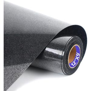 HTVVETUR Glitter Black HTV Vinyl Rolls Heat Transfer Vinyl - 12" x 9ft Glitter HTV Vinyl for Shirts, Iron on Vinyl Cameo - Easy to Cut & Weed (J002-9ft) HTVVETUR Glitter Black HTV Vinyl Rolls Heat Transfer Vinyl - 12" x 9ft Glitter HTV Vinyl for Shirts, Iron on Vinyl Cameo - Easy to Cut & Weed (J002-9ft)
