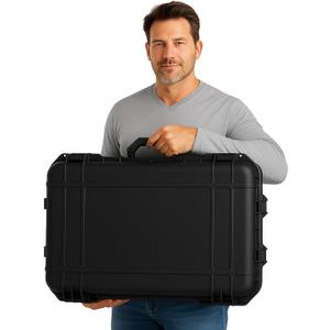 22.4 x 16.1 x 10.2 Inch Waterproof Hard Case with DIY Customizable Foam Insert Portable Protective Case with Knife for Camera Drones Equipments Tools Test Instruments (Black)