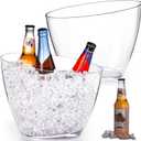 Lawei 2 Pack Acrylic Ice Bucket, 5.2L Clear Plastic Champagne Wine Bucket Chiller, Oval Bar Ice Cooler Container, Food Grade Beverage Storage Tub for Champagne, Beer Bottles, Drinks, Bar and Parties
