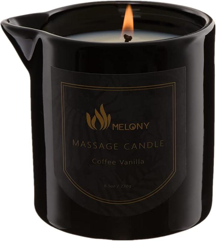 MELONY Massage Candle | Gentle Softening for Nourished, Hydrated, Balanced Skin | 230 g / 8.1 oz (Coffee Vanilla)