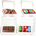 20PCS 8x5x2 Inch Cookies Boxes Bakery Boxes with Window for Chocolate Covered Strawberries Cakesickle,Chocolate Truffle,Pretzel &More (White)