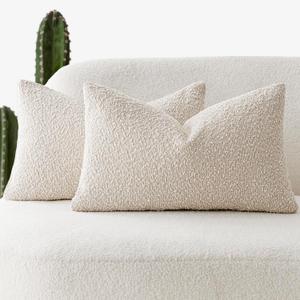 Foindtower Pack of 2 Textured Boucle Throw Pillow Covers Accent Solid Lumbar Pillow Cases Cozy Soft Decorative Couch Cushion Case for Chair Sofa Bedroom Living Room Home Decor, 12 x 20 Inch,Beige Foindtower Pack of 2 Textured Boucle Throw Pillow Covers Accent Solid Lumbar Pillow Cases Cozy Soft Decorative Couch Cushion Case for Chair Sofa Bedroom Living Room Home Decor, 12 x 20 Inch,Beige