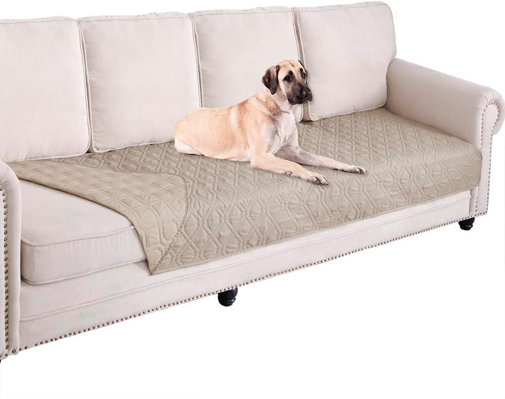 Ameritex Waterproof Blanket Reversible Dog Bed Cover Pet Blanket for Furniture Bed Couch Sofa (30x90 Inch (Pack of 1), Beige)