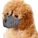 LUCKYPAW Dog Muzzle Soft Muzzle for Small Medium Dog Poodle Dachshund Breathable Silicone Cage Muzzle for Biting Chewing Funny Rhino Muzzle with Adjustable Strap (Grey, S-(Snout Cir:5.5-6.75in)