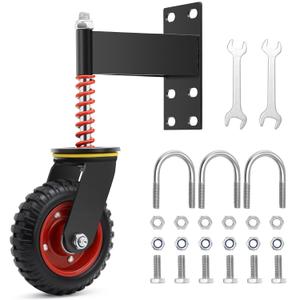 W B D WEIBIDA 6 Inch Heavy Duty Gate Wheel, 500LBS Capacity Fence Gate Wheels for Metal Tube Gate Wooden Gate, 360 Degree Swivel Spring Loaded Gate Caster Wheels, Dual Mount Options (Straight/U-Bolt)