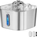 SARPAWS Cat Water Fountain Stainless Steel74oz/2.2L Water Fountains for Cats Indoor, Cat Fountains for Drinking, Ultra-Quiet, Water Level Window, Pet Water Fountain - 2 Filters + 2 Sponges