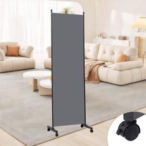 Room Divider 1 Panel Room Dividers/Wheels, Fabric Room Divider Panel for Office Room Partitions and Dividers, Portable Partition Wall Divider for Room Separation, Freestanding Privacy Screen Indoor (Grey)