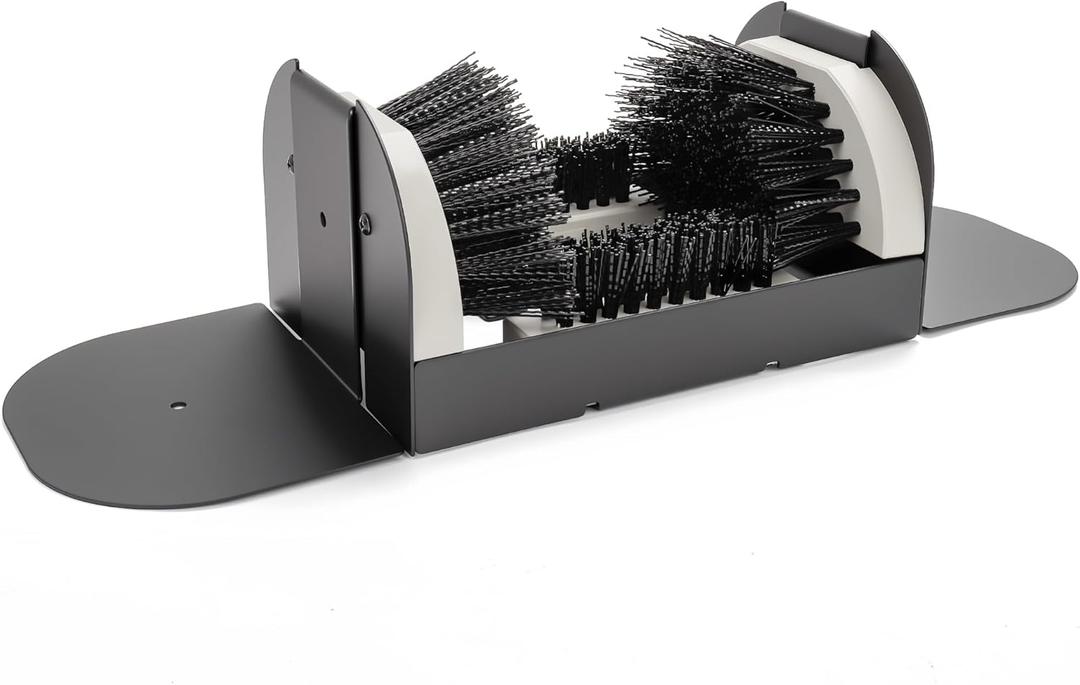 Portable Boot Scrubber with Detachable Fold-Out Footboards, No Mounting Required Mud Scraper, Heavy Duty Shoe Brush with Integrated Steel Plates for Outdoor, Garden & Work Site