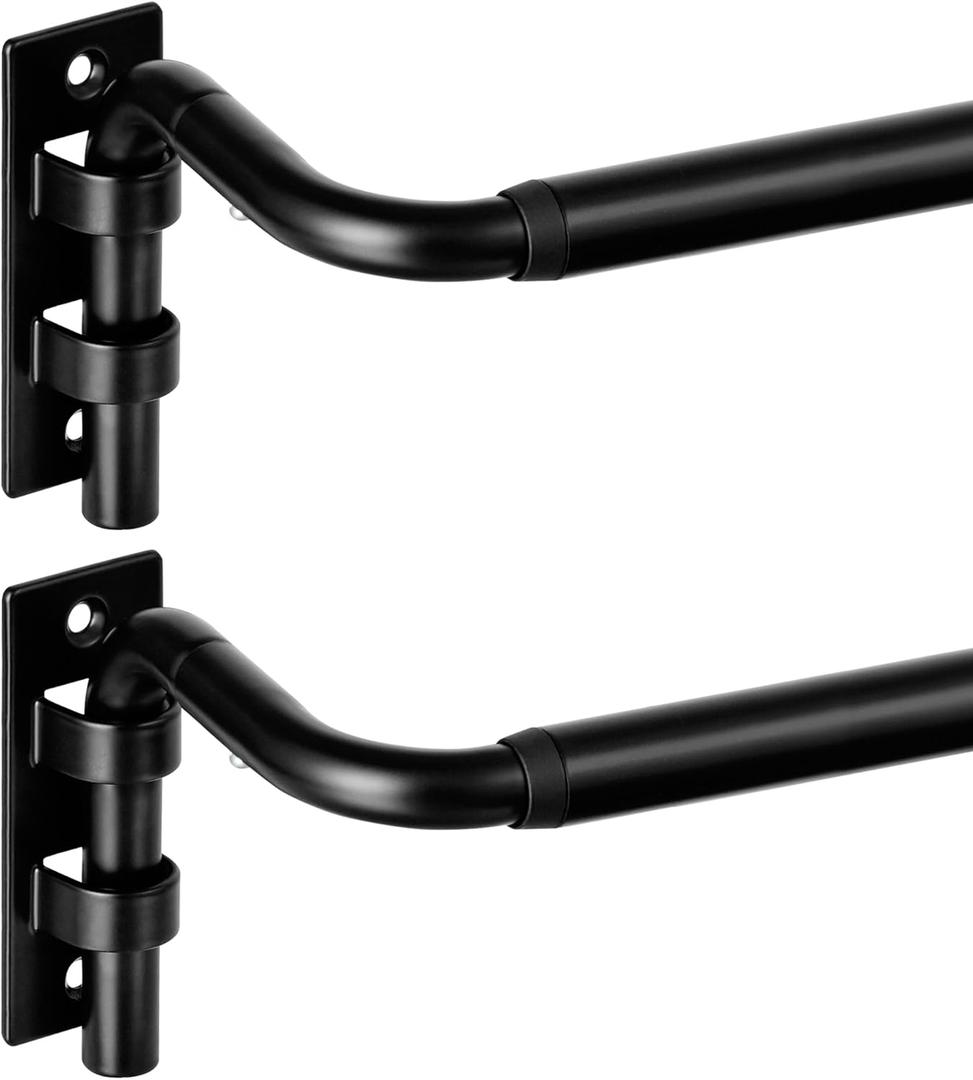 ENJOYBASICS Blackout Curtain Rod for Windows 48 to 84, Wrap Around Curtain Rods for Bedroom, Living Room, Adjustable from 30 to 86 Inches, Matte Black, 2 Pack