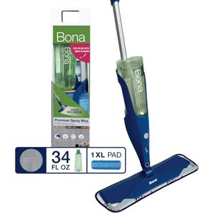 Bona Premium Multi-Surface Floor Spray Mop - Includes Multi-Surface Floor Cleaning Solution 34 fl oz and Machine Washable Microfiber Cleaning Pad - for Stone, Tile, Laminate, and Vinyl Floors