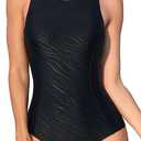 beautyin Women's One Piece Athletic Racerback Swimsuit Slimming Bathing Suit (XX-Large, Solid Black)