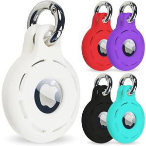 Apple Air Tag 5 Pack Holder Case - Secure AirTags Keychain for Luggage Keys Kids Pets Dogs & Cats - Travel Outdoor Indoor Use (5 Pack)