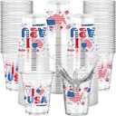 50 Pcs 250 Anniversary USA Cups, 12 oz Patriotic Disposable Plastic Cups