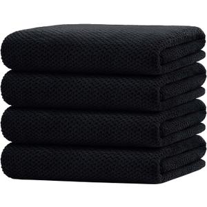 HOMEXCEL Bath Towel Set Pack of 4, 30 x 60 Inches Large Microfiber Bath Towels, Soft, Absorbent, and Quick Dry Towels for Bathroom, Pool, Beach, Swim, and Yoga, Large Bathroom Towels, Black