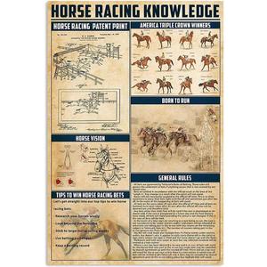 Horse Knowledge Metal Tin Sign Horse Racing Funny Poster Club Man Cave Bar Kitchen Living Room Bathroom Home Art Wall Decor