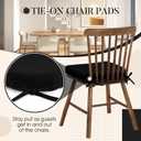 Basic Beyond Chair Cushions for Dining Chairs 4 Pack, Kitchen Chair Cushions with Ties and Non Slip Backing, 16 x 16 inches Chair Pads for Dining Chairs (Black)