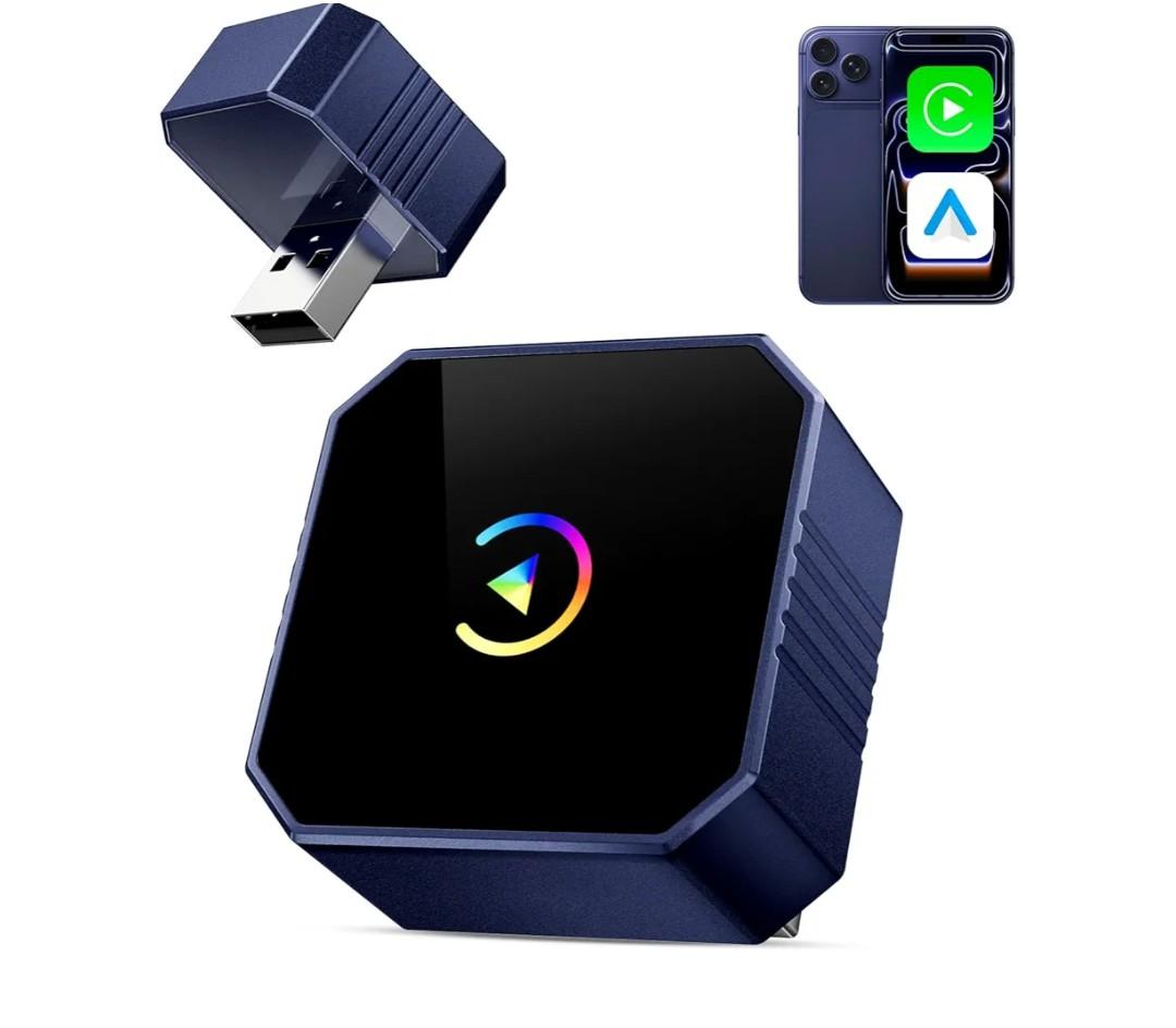 2026 Wireless CarPlay Adapter for iPhone& Android, 2-in-1 Plug and Play Converts Wired to Wireless CarPlay Android Auto, Fast Auto-Connect, Zero Latency, Car Multichannel Amplifiers Blue