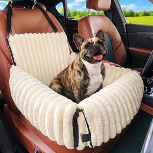 HiPetpy Dog Car Seat for Small Dog, Booster Seat for Dogs Under 30lb, Elevated Pet Seat with Pockets, AntiSlip Bed for Car, Perfect for Front & Back Seats with Safety Leash (Black/Grey, Medium)