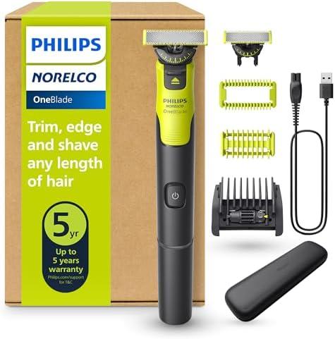 Philips Norelco OneBlade 360 with Connectivity Hybrid Face + Body, Electric Beard Trimmer, Shaver and Body Groomer Kit with 360 Blade Tech, 1x360 Blade, 5-in-1 Comb, Travel Case, Model QP4631/90