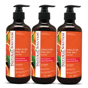 Natural Solution Body Wash, Formulated with Organic Blood Orange Extracts with Himalayan Pink Salt, Revitalizes & Refreshing Your Skin, 17 fl oz/Each  Pack of 3