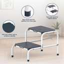Two Step Stool for Adults, Heavy Duty Stepping Stool with Non-Slip Rubber Feet Metal Stool for Bedroom Kitchen Bed Steps for High Beds, 330 Lbs Capacity