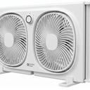 COMFORT ZONE Reversible Twin Window Fan with Rotating Heads and 2 Speeds