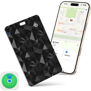 RealPlus AirTag Card Rechargeable Wallet Tracker (1.6mm Thin), Works with Apple Find My (iOS Only), Wireless Charge, IP68 Waterproof, for Keys, Luggage, Passports, Backpacks