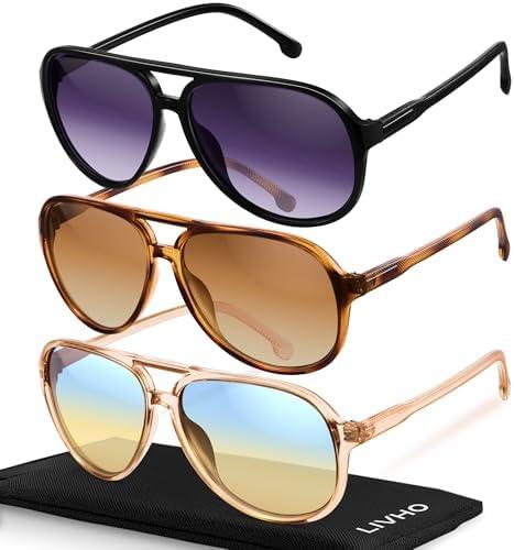 livho Trendy Polarized Aviator Sunglasses Women Men, Retro Sun Glasses for Women Men 2025, Oversized UV Protection Shades