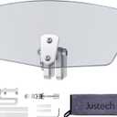 Justech Universal Motorcycle Windshield, Motorbike Windscreen Adjustable Clip On Windshield Extension Spoiler Wind Air Deflector Universal Fit for Motorcycles, Scooters-Smoke, Silver Bracket
